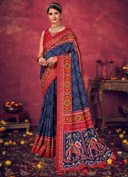 Blue Colour Kesariya 4 Shubh Shree Velvet Tusser Silk Ethnic Wear Saree Collection 4005